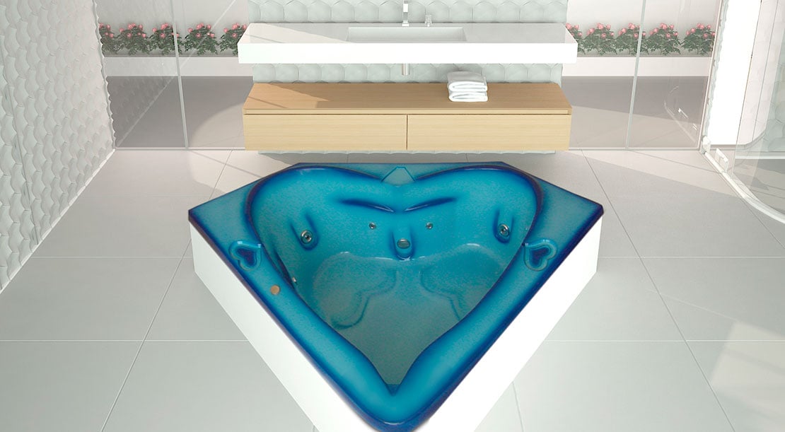 Banheira de hidro em formato de coração | Banheiras Bom Banho